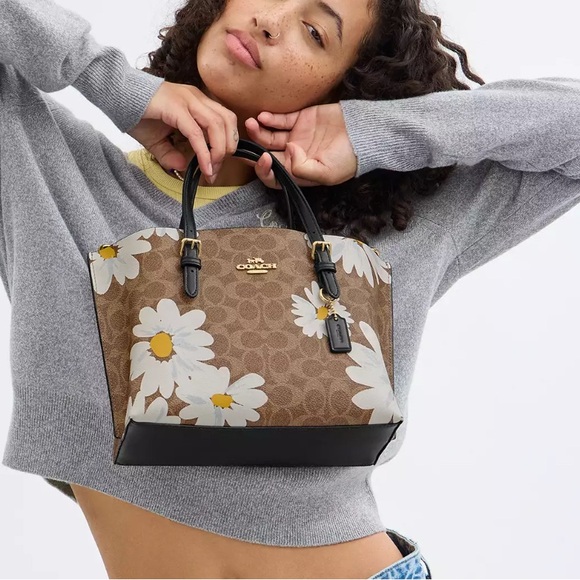 NWT💃Coach Mollie Tote Crossbody Bag 25 In Signature Canvas With Floral Print - Picture 11 of 12